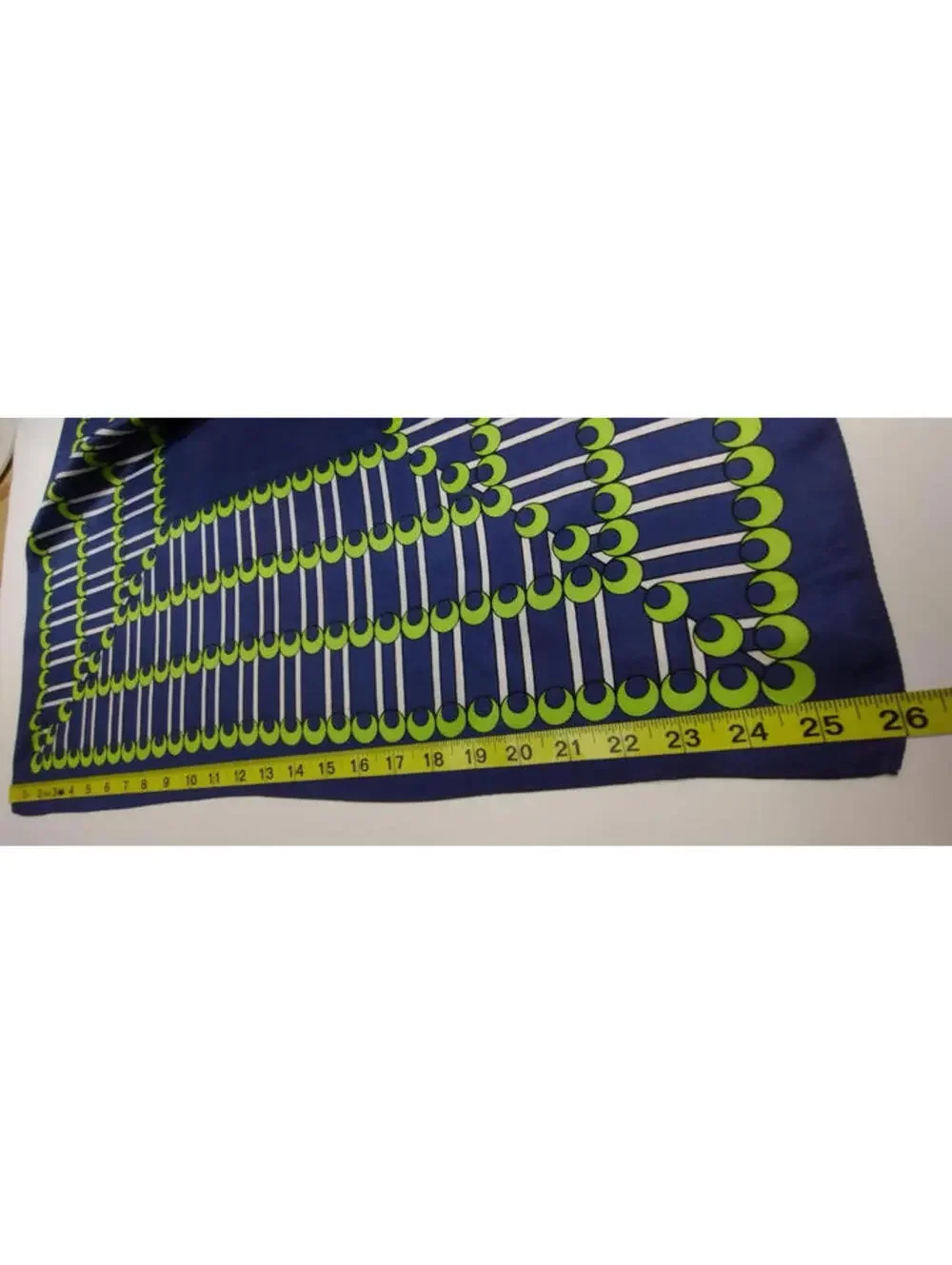 Vintage Blue Satin Scarf RICARDO POP ART Green MODERNISM FLAMBOYANT CUBAN STYLE